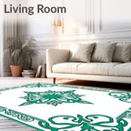 Emerald Medallion Floral Border Design Rug