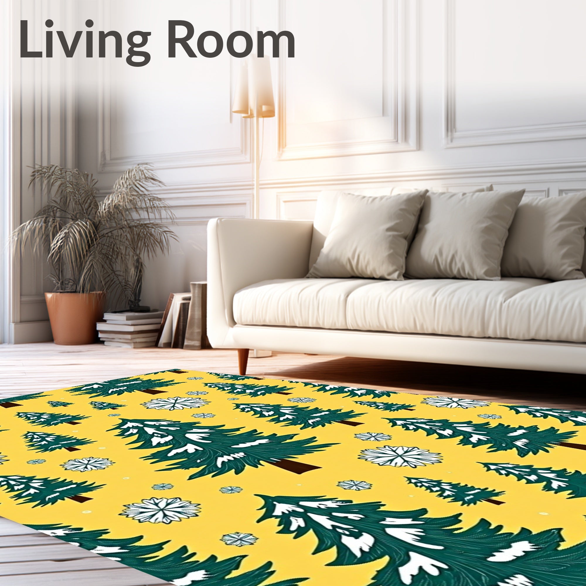 Whimsical Evergreen Snowfall Pattern Rug