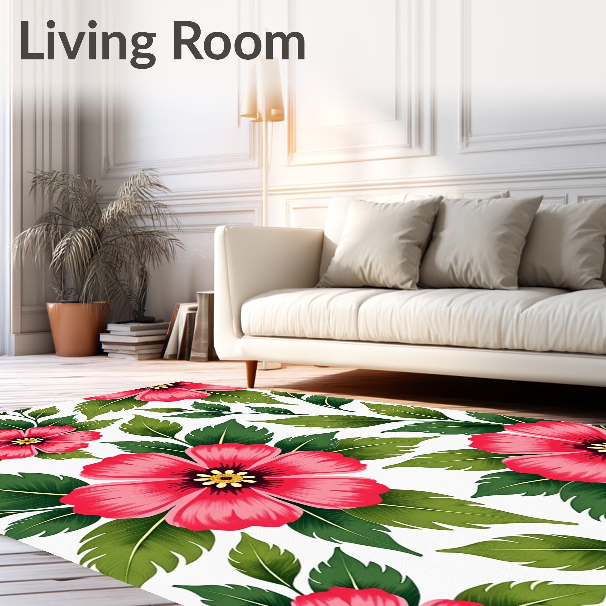 Tropical Hibiscus Flower Floral Pattern Design Rug