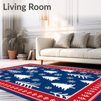 Winter Trees Snowflakes Pattern Rug