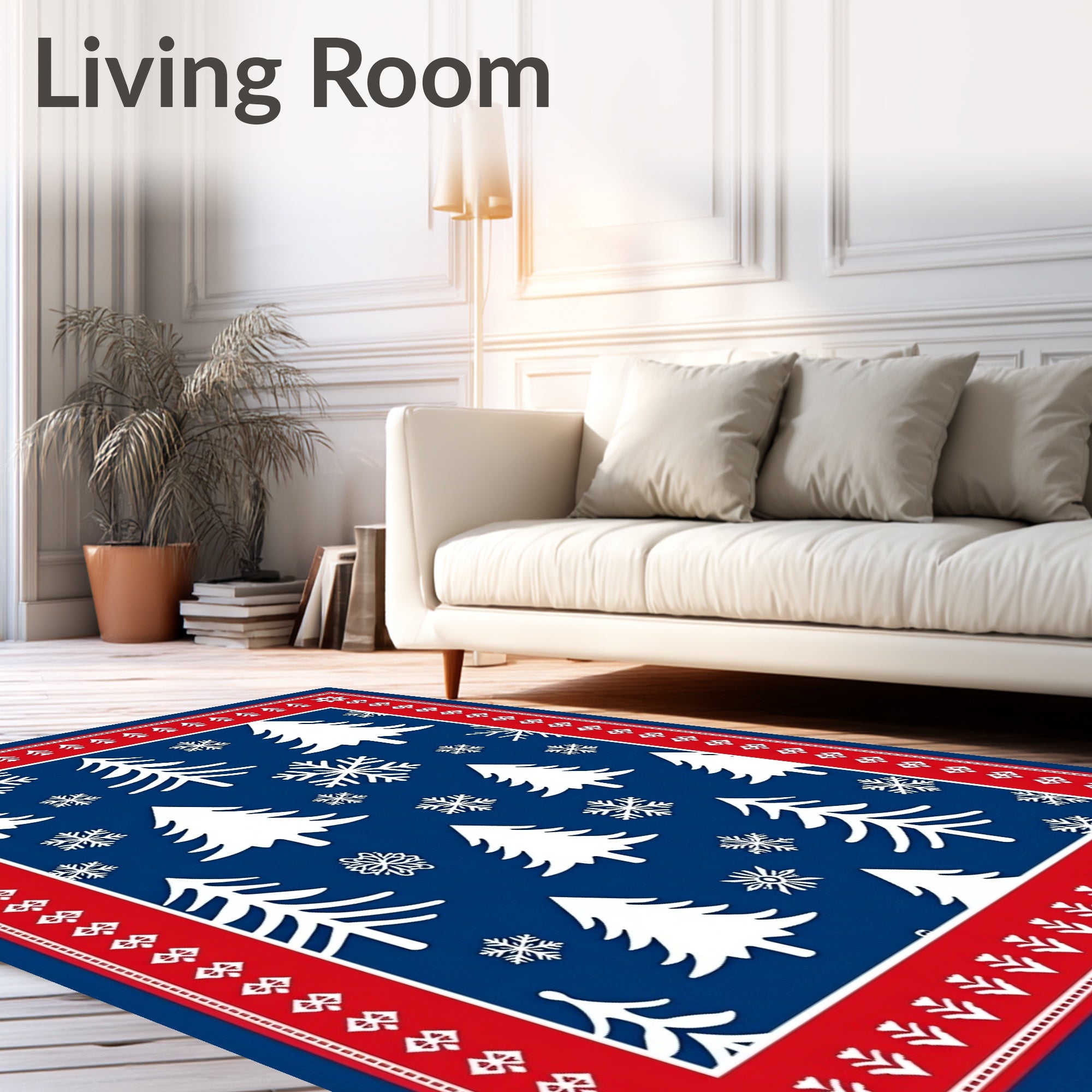 Winter Trees Snowflakes Pattern Rug