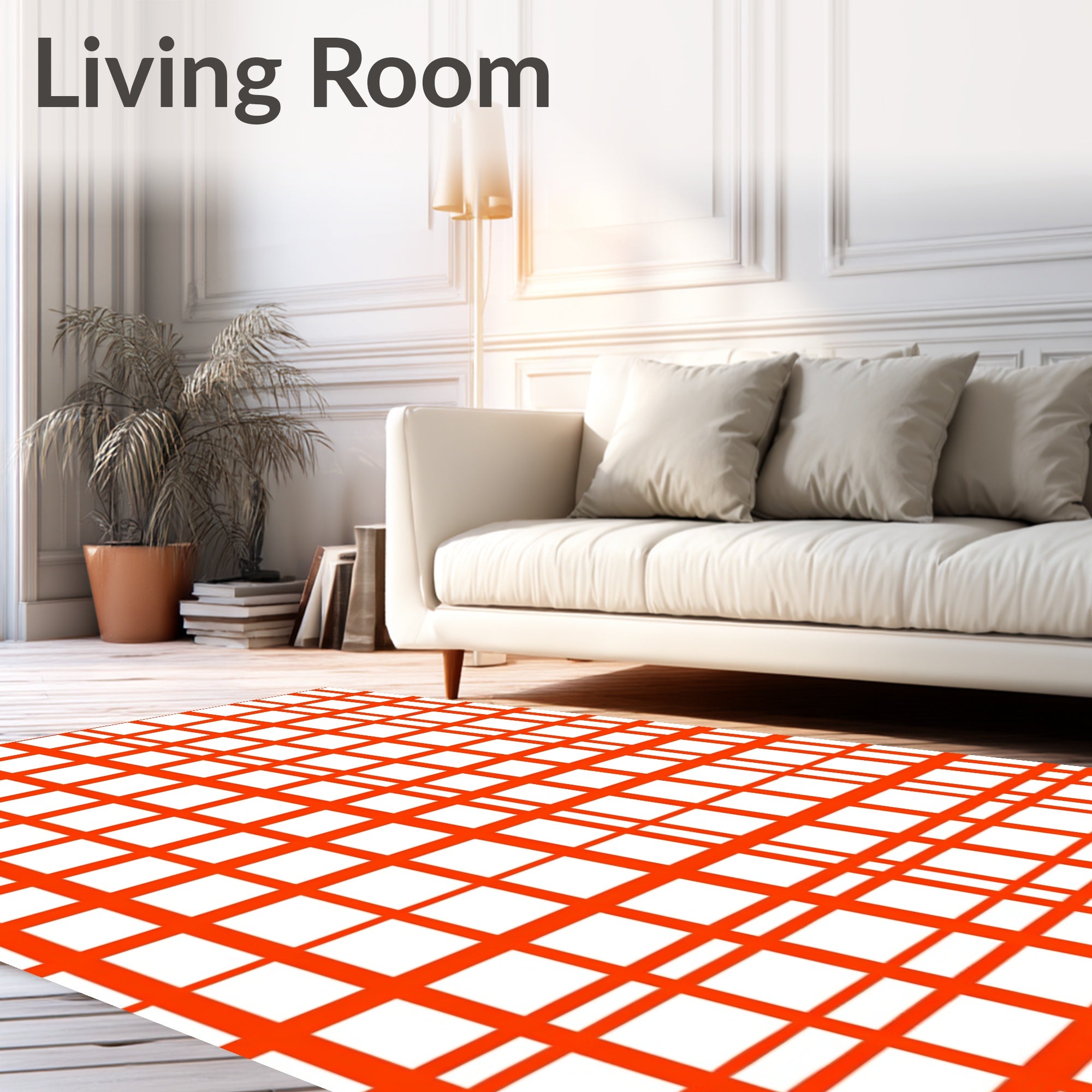 Bold Orange Grid Design Rug