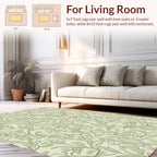 Nature Inspired Green Leaf Pattern Rug