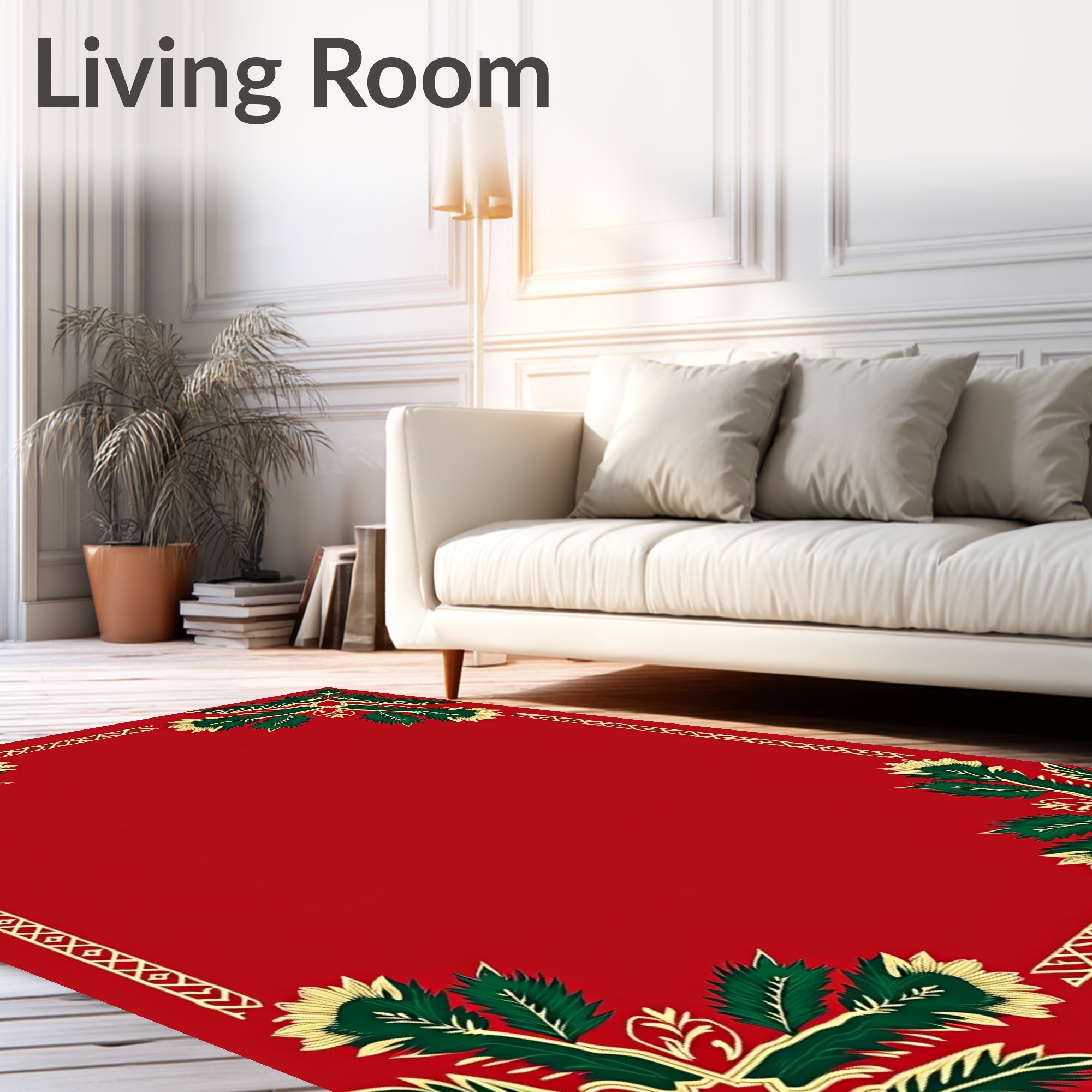 Festive Floral Corner Border Rug