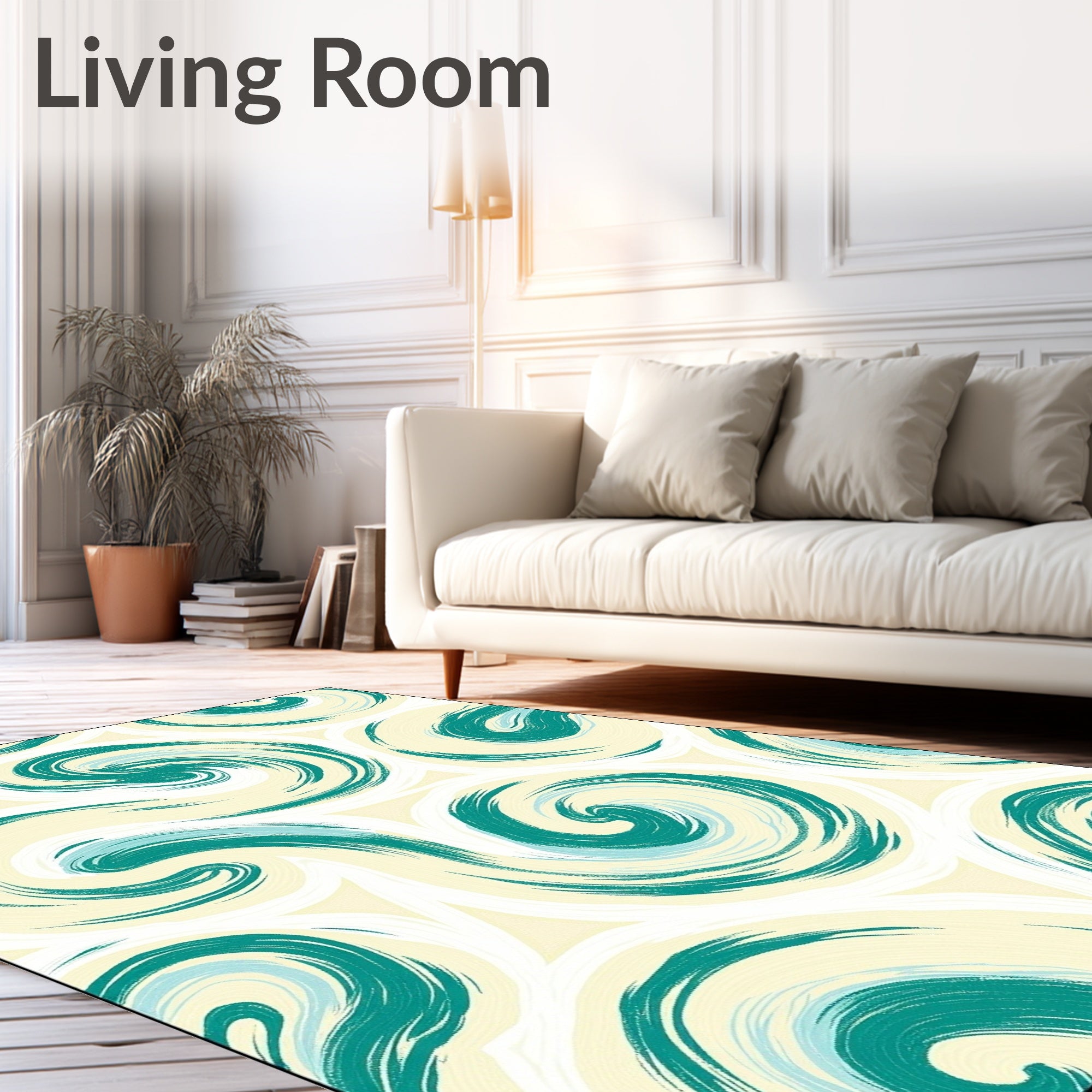 Oceanic Swirl Abstract Brushstroke Rug