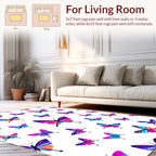 Vibrant Multi Colored Butterfly Pattern Rug