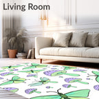 Whimsical Butterfly Mushroom Pattern Rug