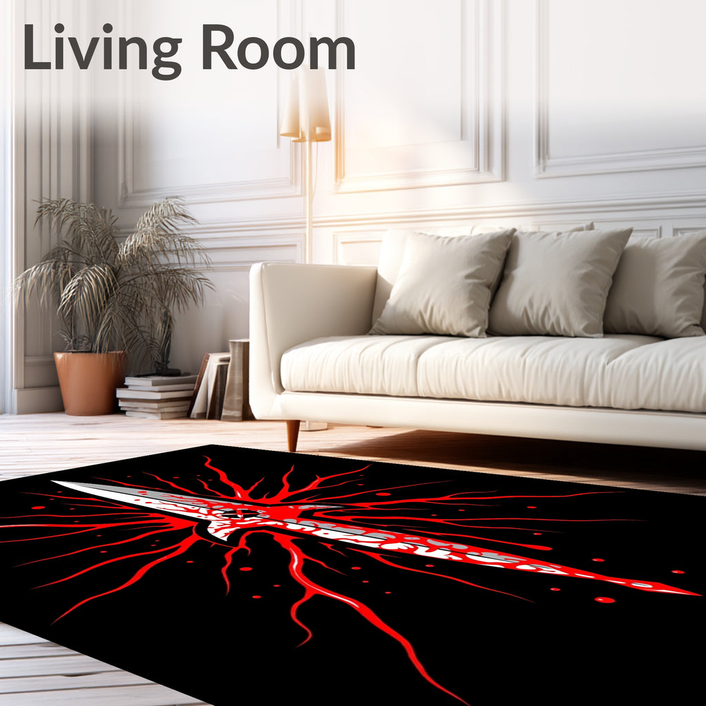 Gothic Blade With Red Sprays Rug