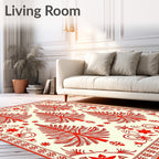 Red Tree Patterned Folk Rug