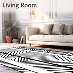 Monochrome Geometric Stripe Pattern Rug