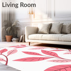 Pink Floral Branch Pattern Rug