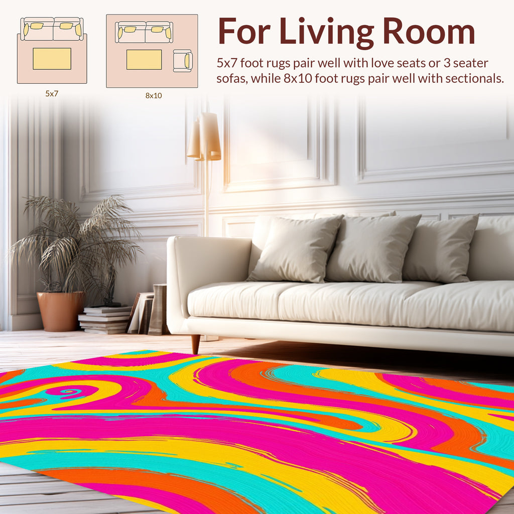 Abstract Swirls Bright Color Rug