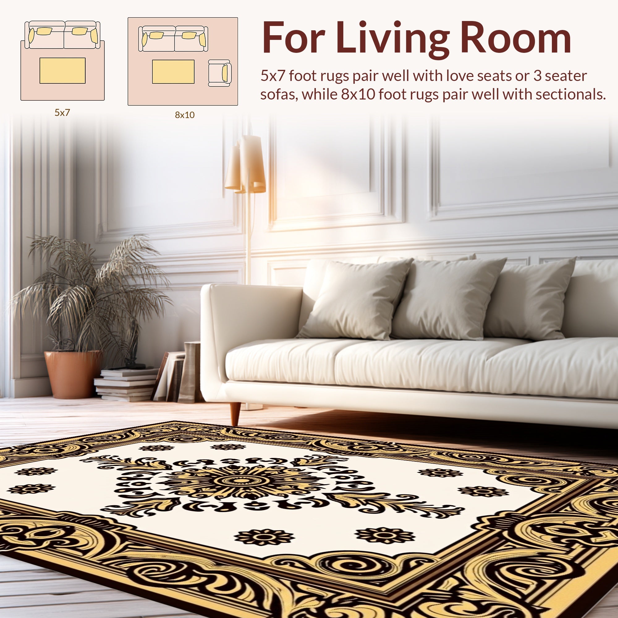 Ornate Floral Scrollwork Elegant Pattern Rug