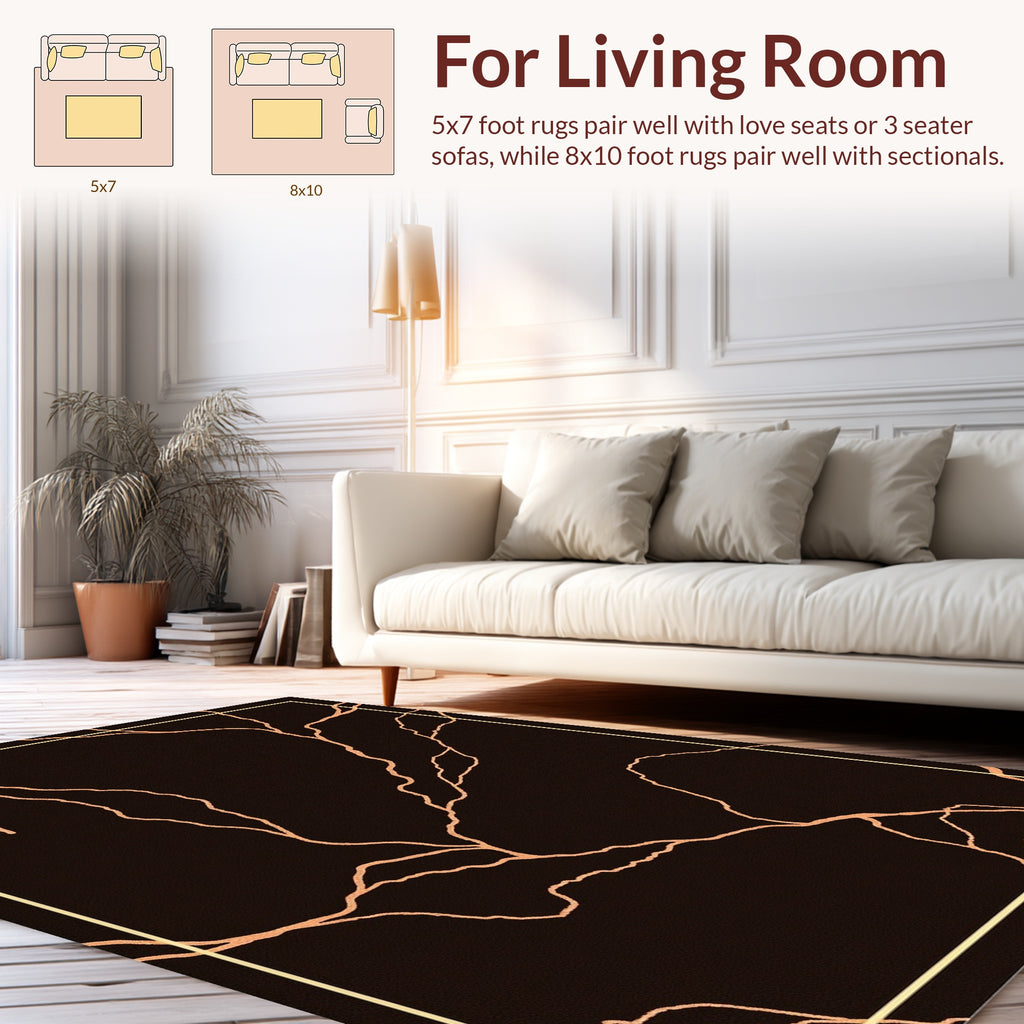 Metallic Vein Cracked Surface Rug
