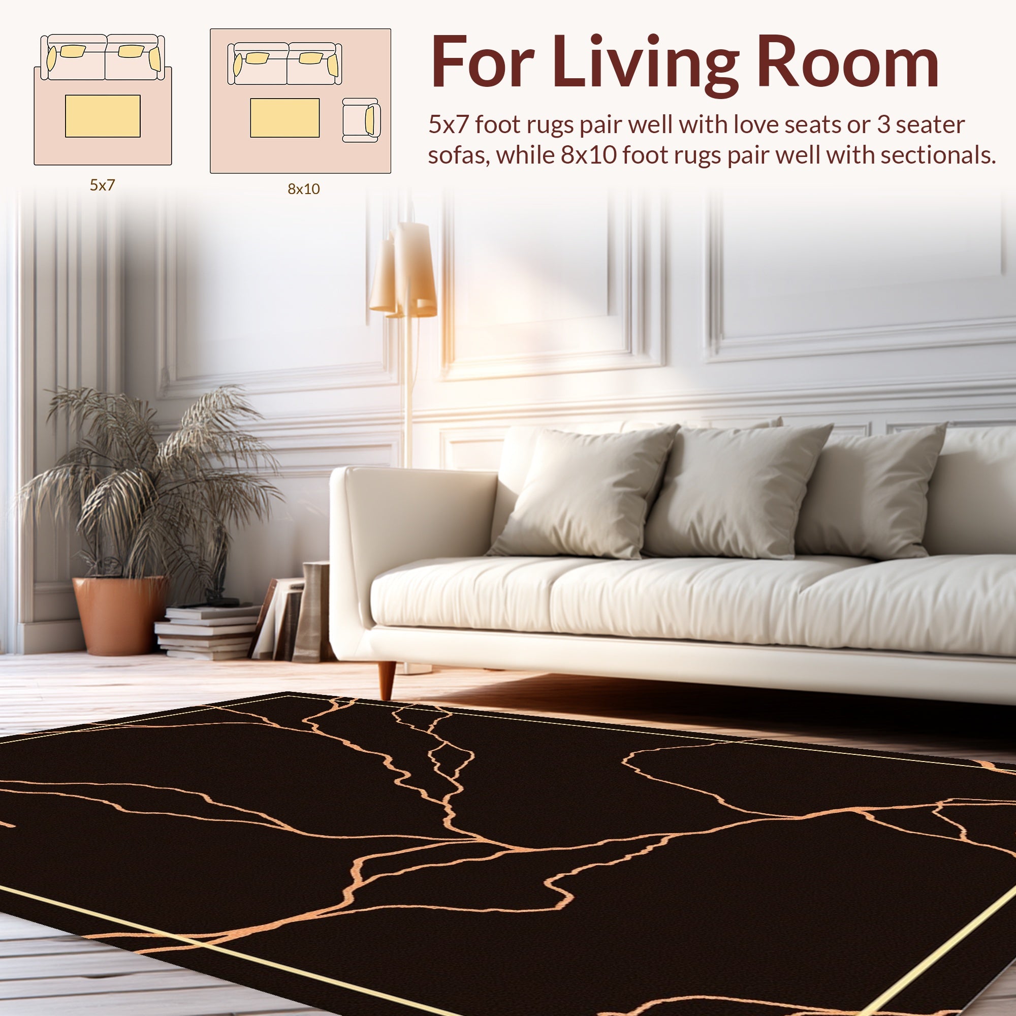 Metallic Vein Cracked Surface Rug