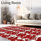 Red Hearts With White Abstract Pattern Rug
