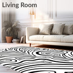 Bold Black White Zebra Style Pattern Rug