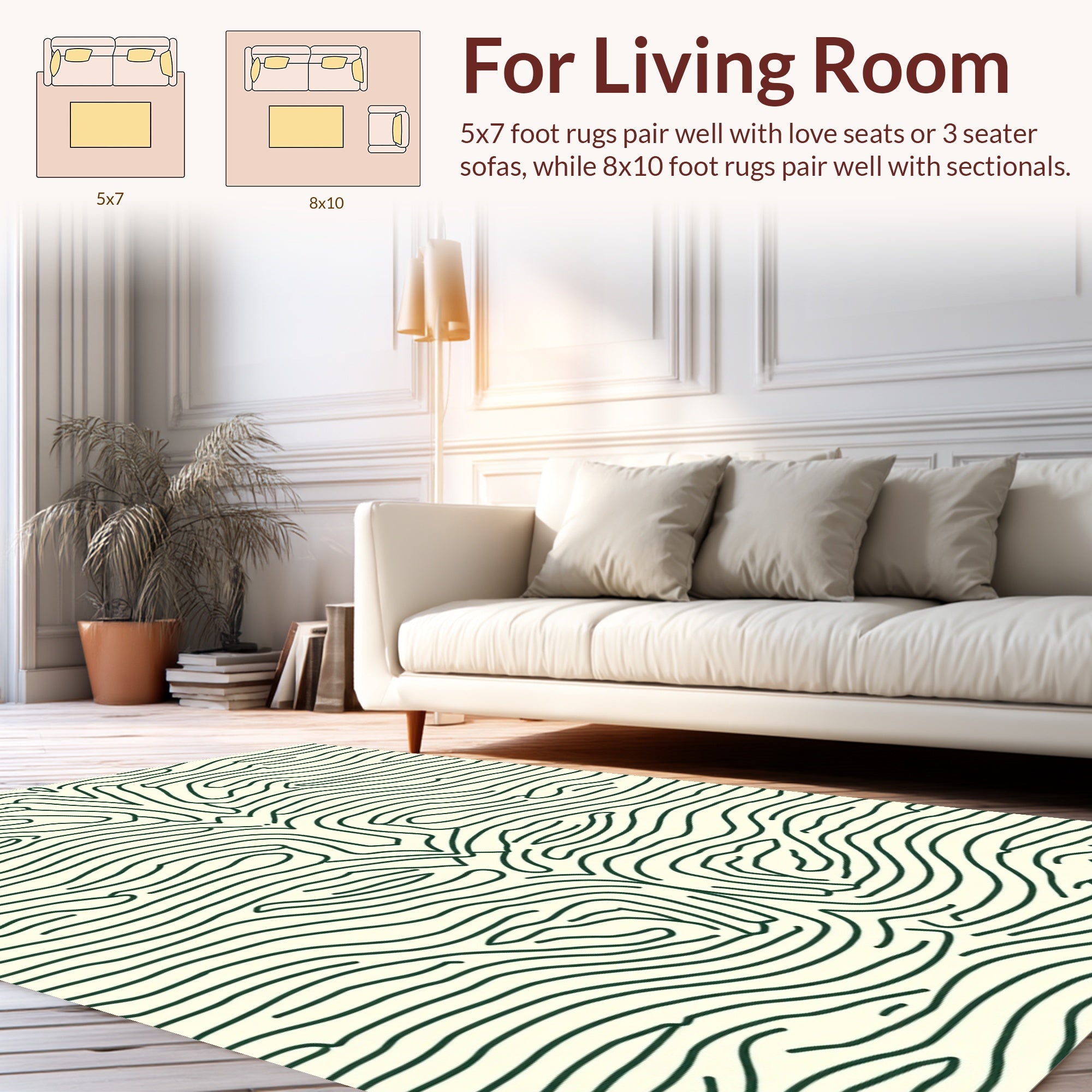 Organic Wavy Line Pattern Rug