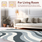 Subtle Gray Brushstroke Waves Rug