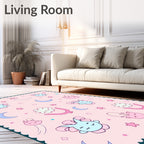 Cute Bunny Moon Star Pattern Rug