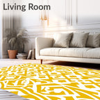 Bold Geometric Yellow Tribal Pattern Rug