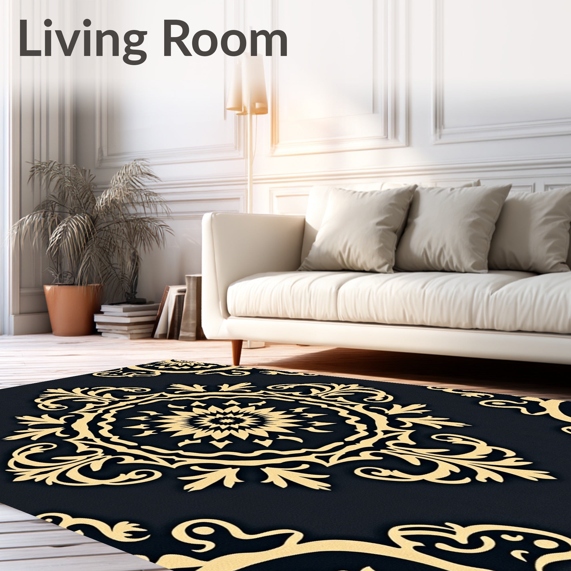 Classic Gold Floral Medallion Rug