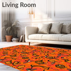 Whimsical Orange Brown Figural Pattern Rug