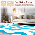 Abstract Blue Swirls Waves Pattern Rug