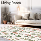 Delicate Floral Botanical Pattern Rug