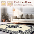 Classic Black Cream Floral Medallion Rug