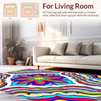 Vibrant Psychedelic Floral Wavy Pattern Rug