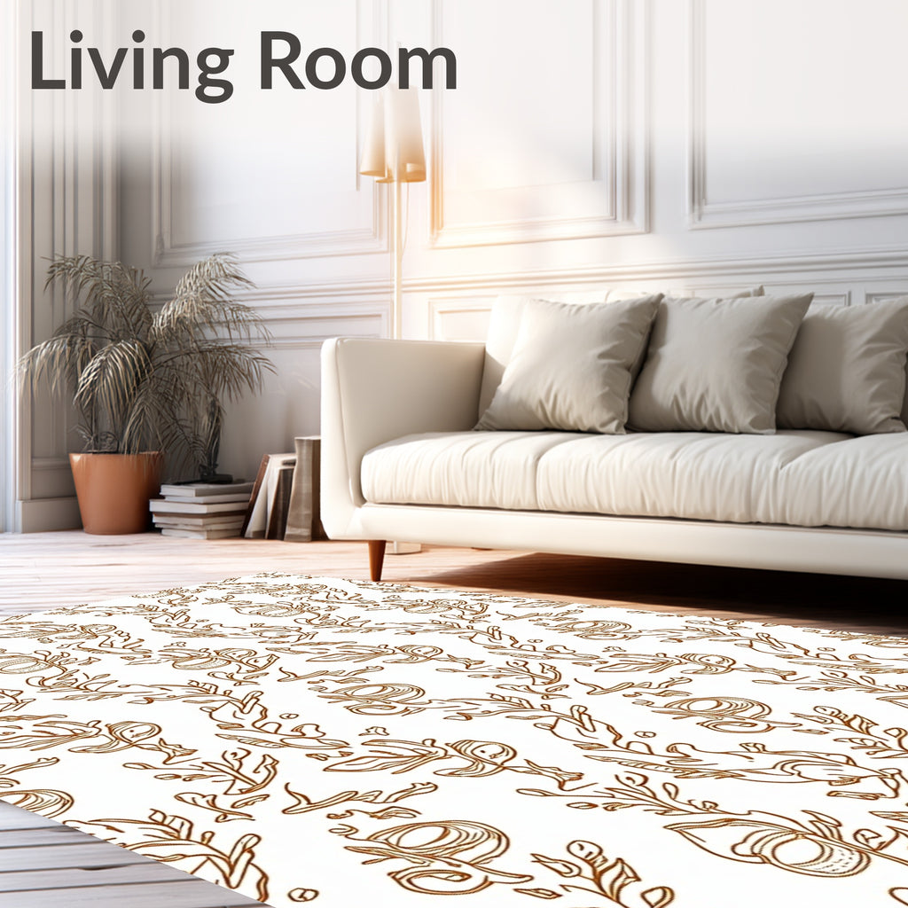 Botanical Vine and Leaf Line Art Rug