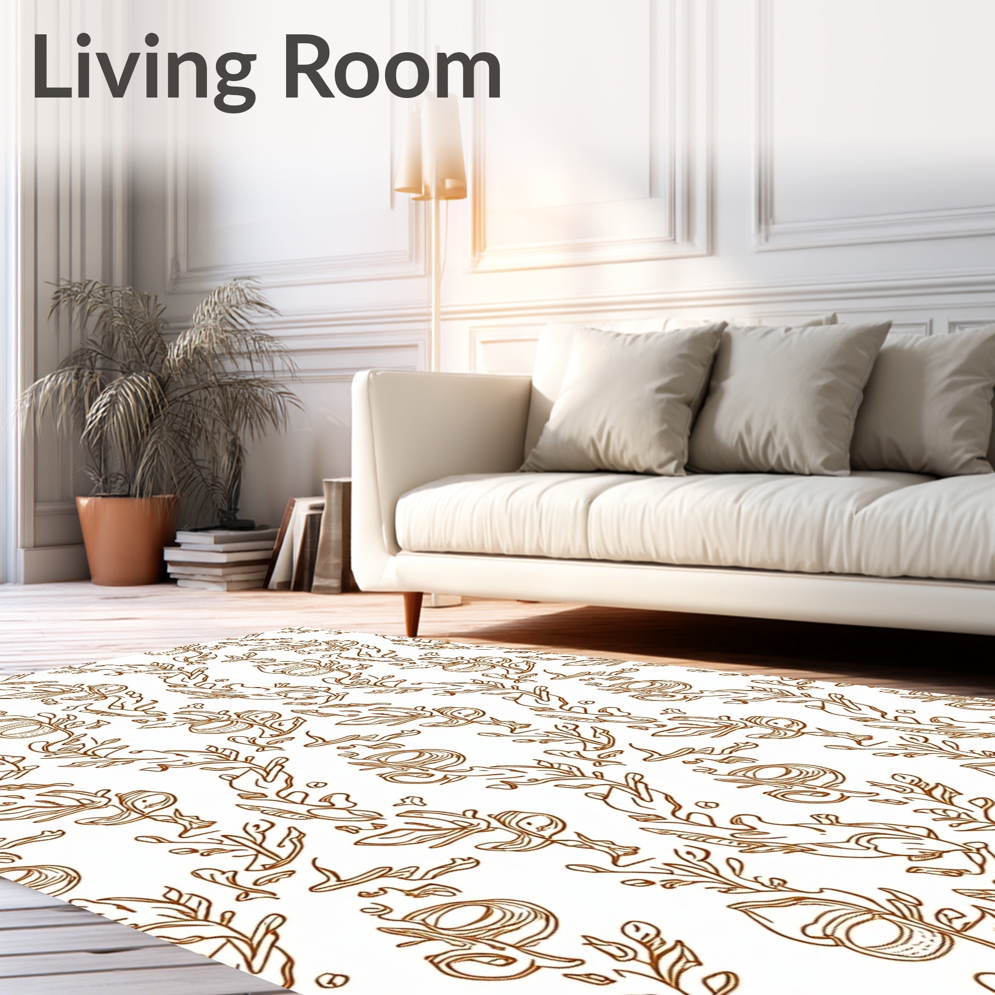 Botanical Vine and Leaf Line Art Rug
