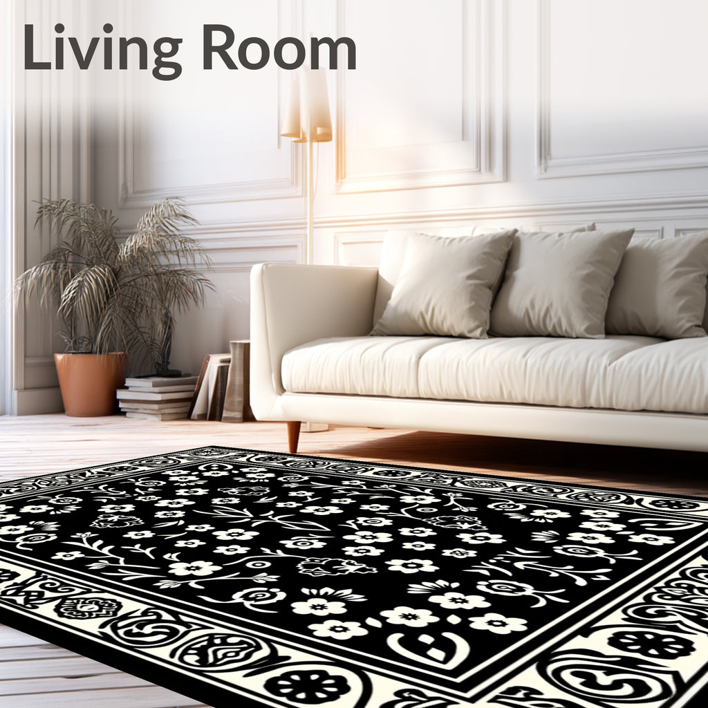 Classic Floral Border Center Pattern Rug