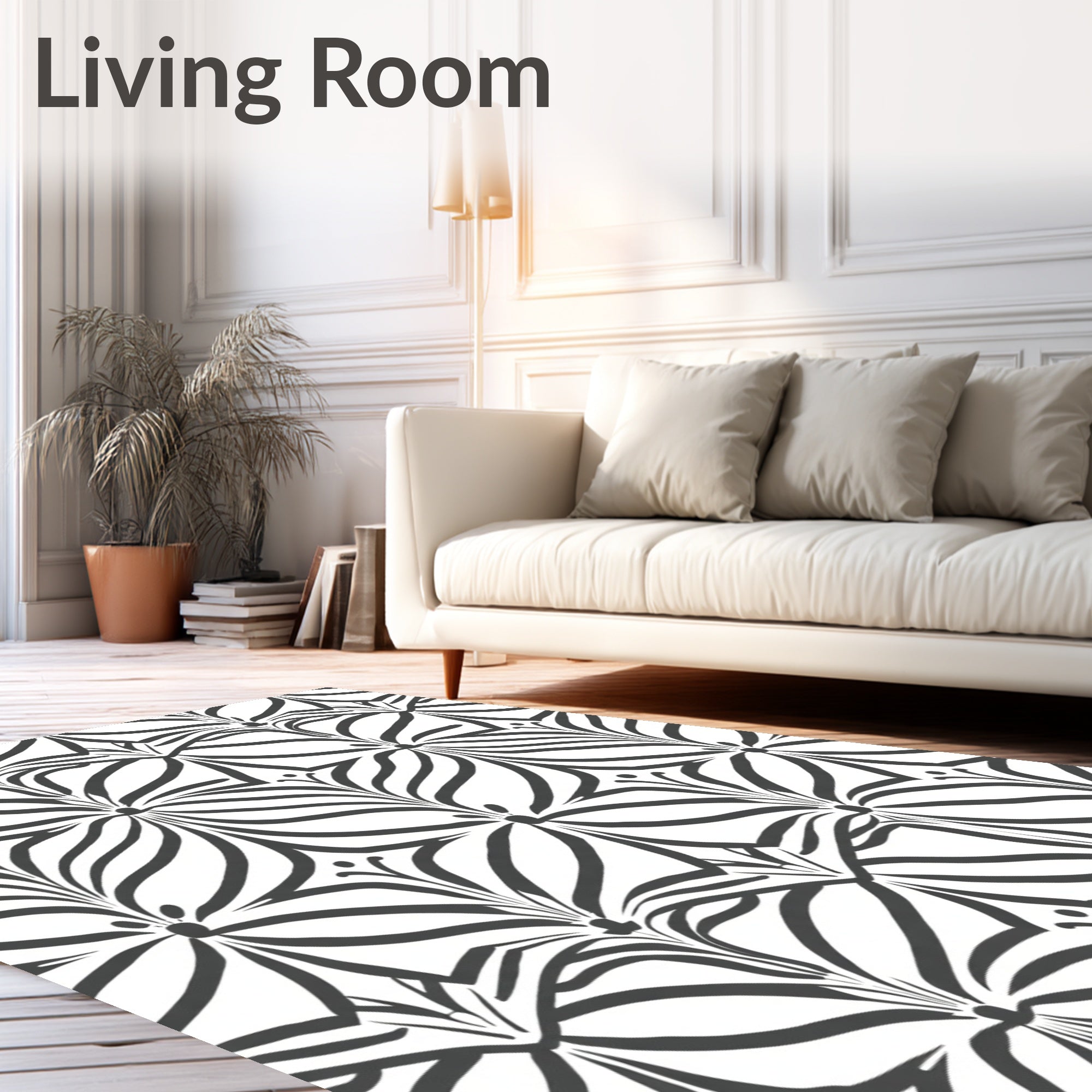 Art Deco Inspired Floral Pattern Rug