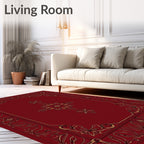 Ornate Floral Red And Gold Pattern Rug