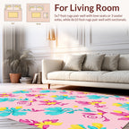 Vibrant Pink Turquoise Floral Pattern Rug