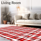 Classic Red White Plaid Pattern Rug