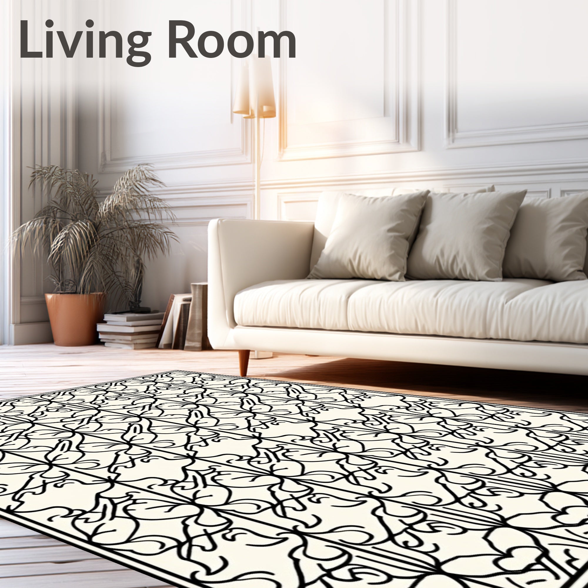 Art Nouveau Inspired Bunny Pattern Rug
