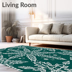 White Leaf Floral Symmetry Rug