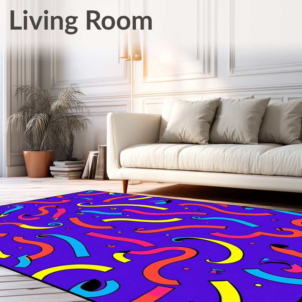 Bright Wavy Ribbon Fun Pattern Rug