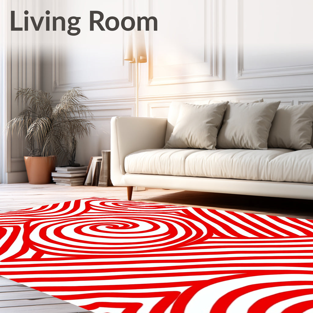 Crimson Curved Linear Composition Rug