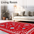 Red White Blue Snowflake Swirls Pattern Rug