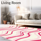 Pink Wave Organic Pattern Rug