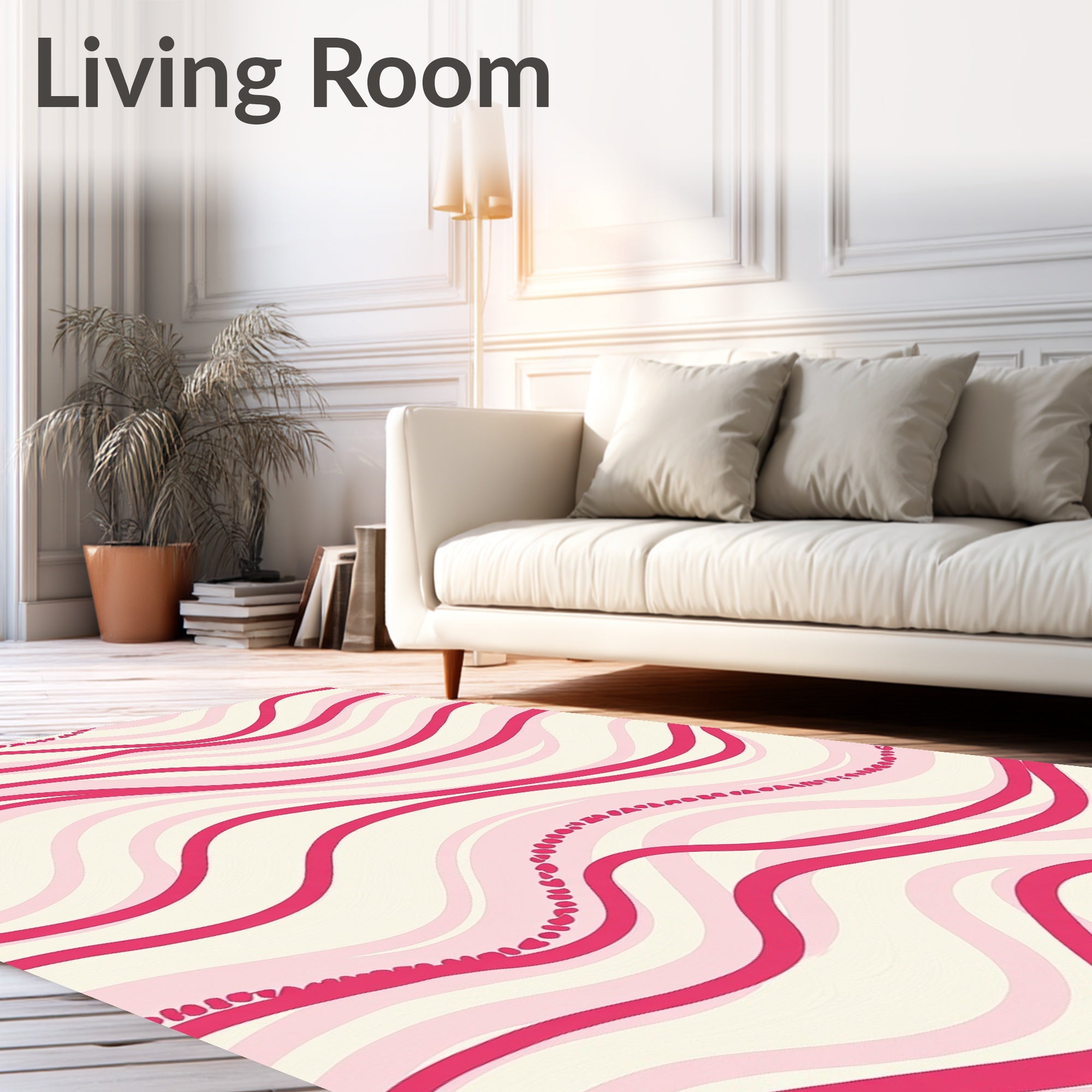 Pink Wave Organic Pattern Rug
