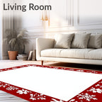 Winter Snowflake Floral Decorative Border Rug