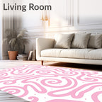 Playful Pink Swirls Pattern Rug