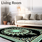 Mint Emerald Black Symmetrical Sun Rug