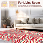 Red Gray Abstract Wave Pattern Rug