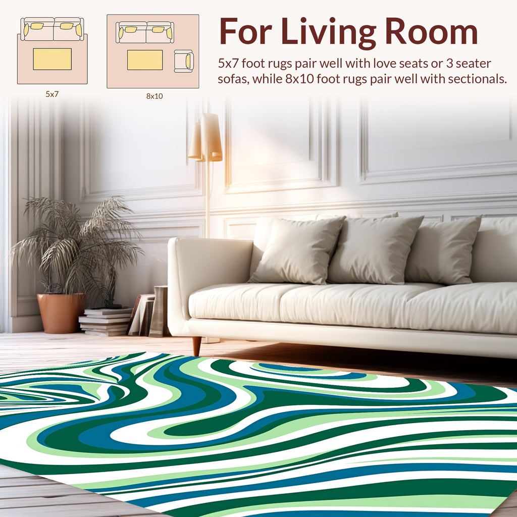 Green Blue Swirling Abstract Pattern Rug